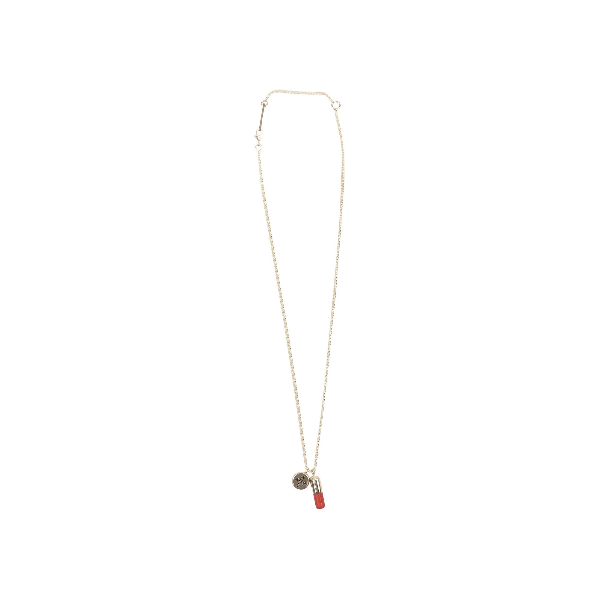 Buy Ambush Metal Pill Charm Necklace 'Silver/Black
