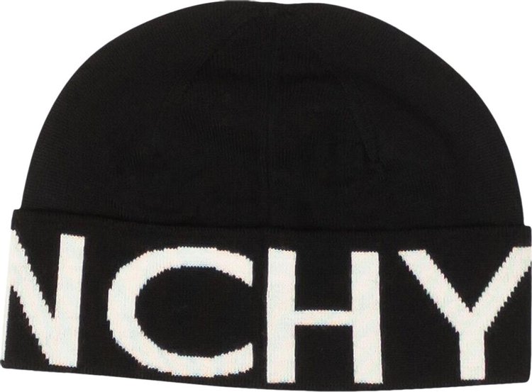 Givenchy Intarsia Knit Logo Beanie Black