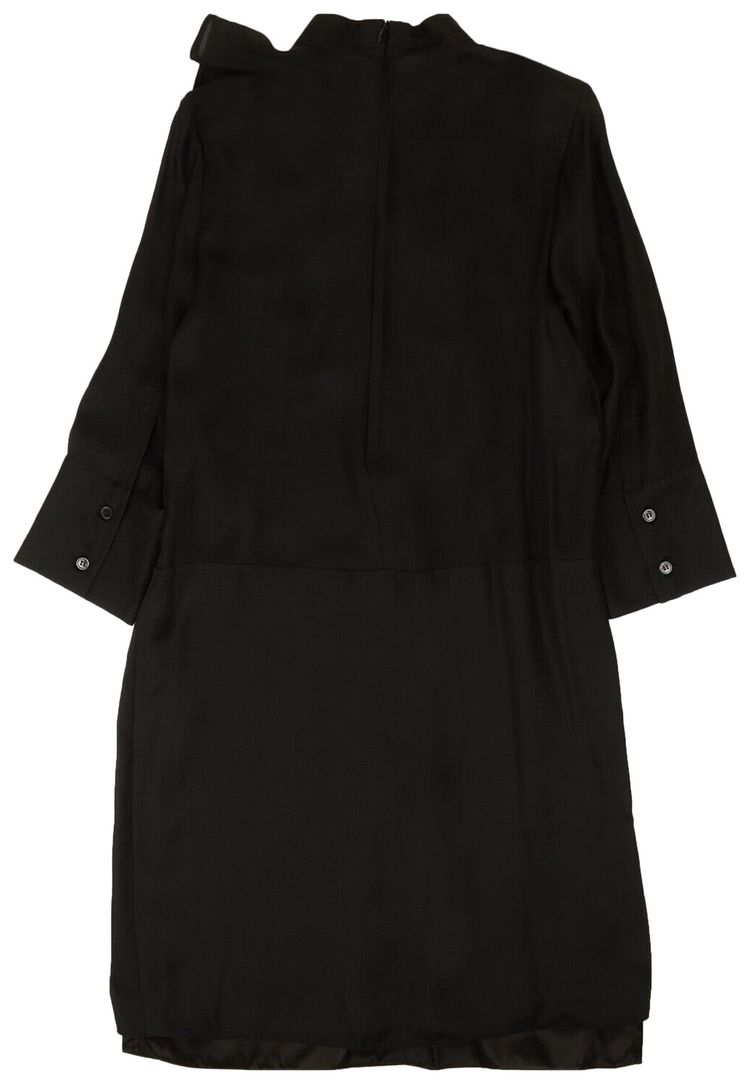Marni Silk Ruffle Long Sleeve Dress Black