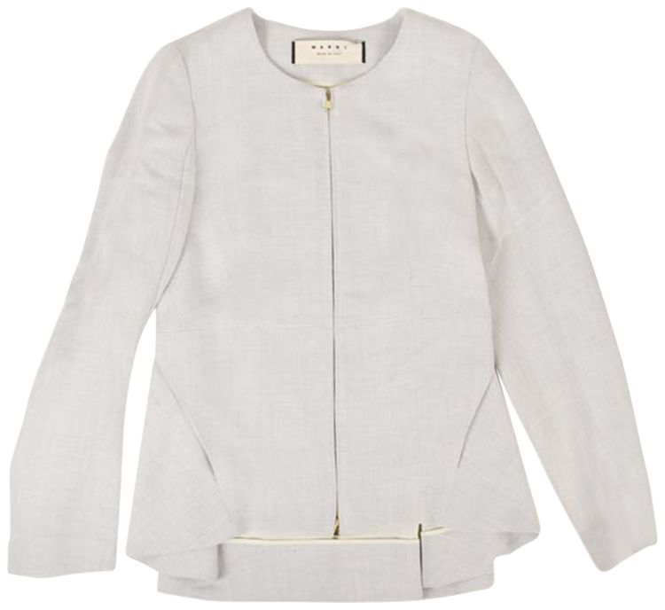 Marni Zip Linen Woven Jacket Grey