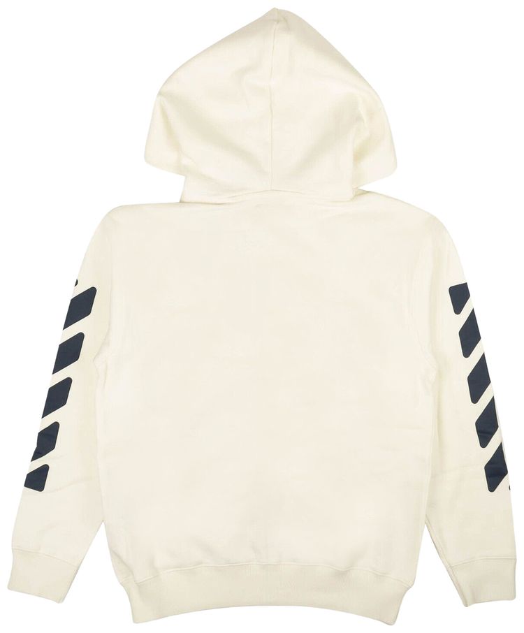 Off White Rounded Logo Zip Hoodie White
