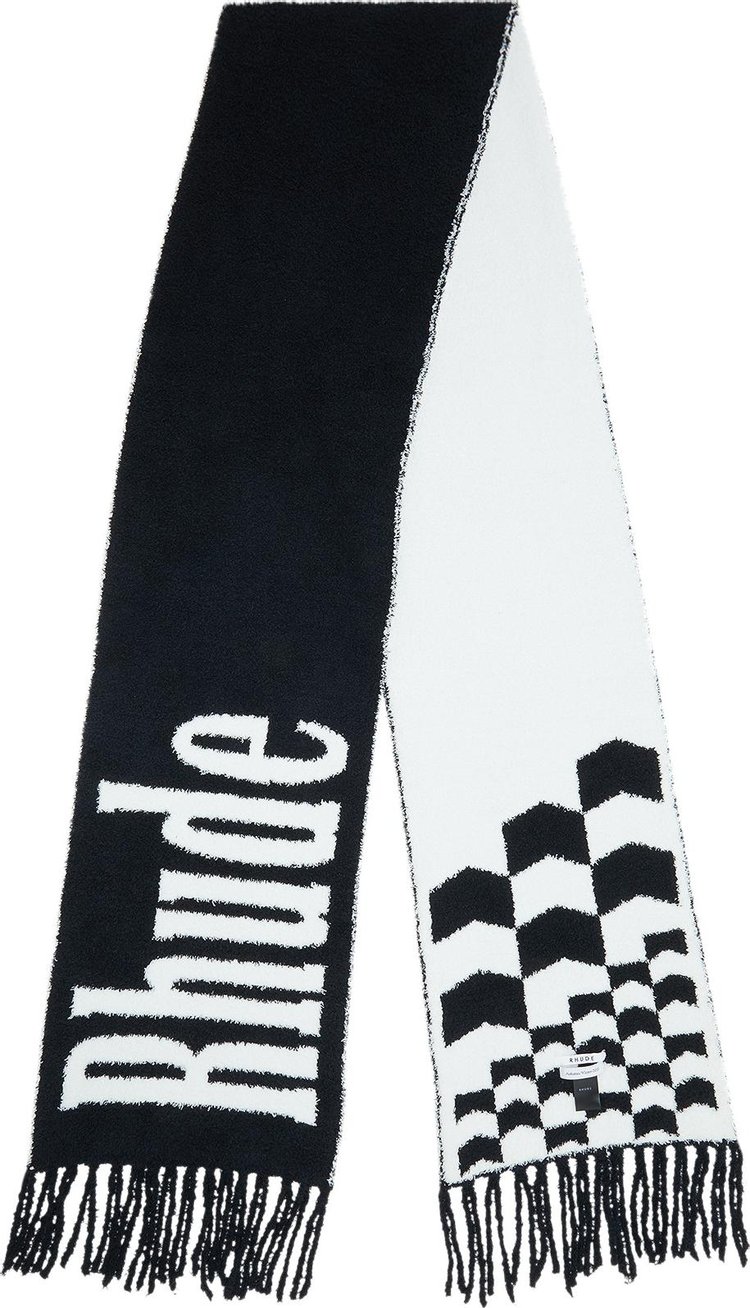 Rhude Fuzzy Oversized Logo Scarf 'Black/White'