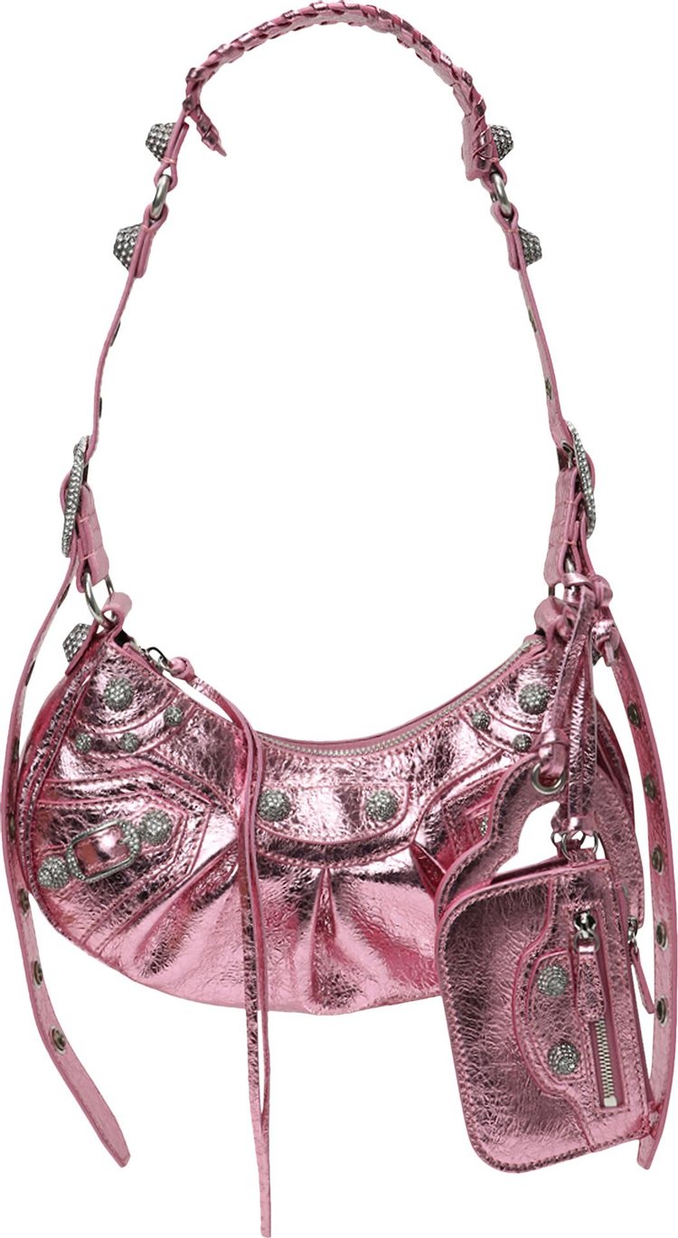 Balenciaga Le Cagole Shoulder Bag XS Pink Patent in  Polyurethane/Polyester/Cotton with Silver-tone - US