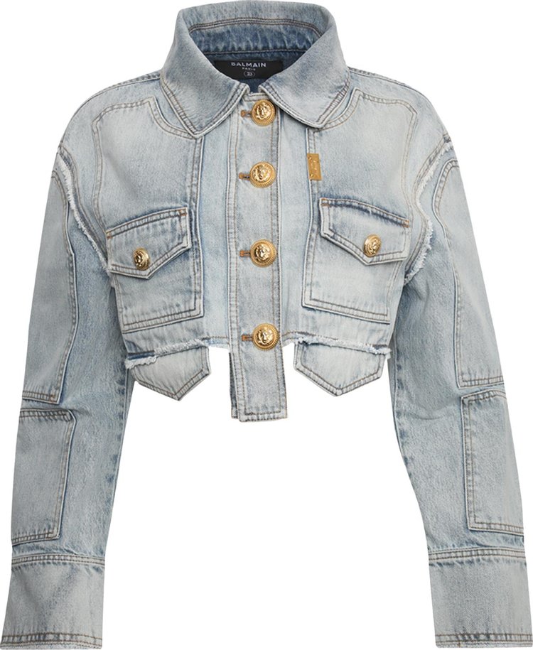 Balmain Denim Cropped Jacket 'Vintage Blue'