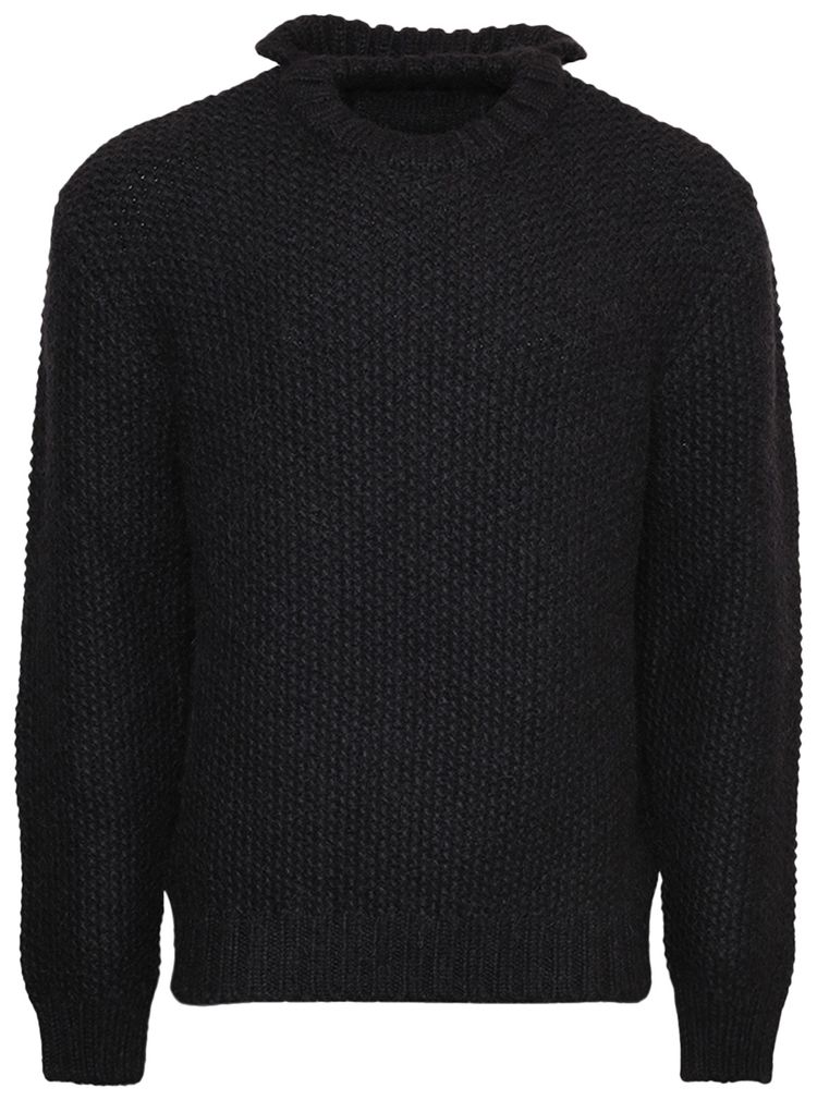 Givenchy Balaclava Textured Crew Neck Sweater Black