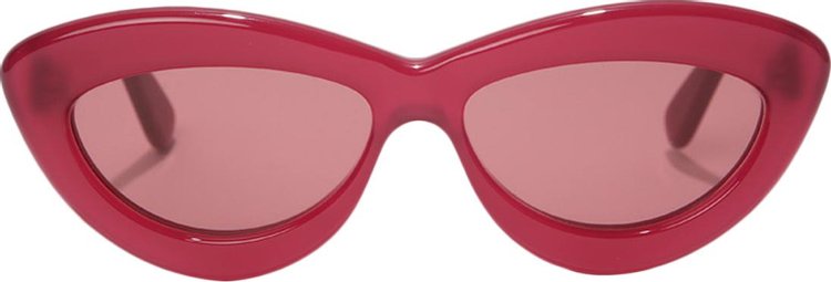 Loewe Curvy Cat Eye Sunglasses 'Shiny Milky Cherry/Temple/Dark Pink Lens'