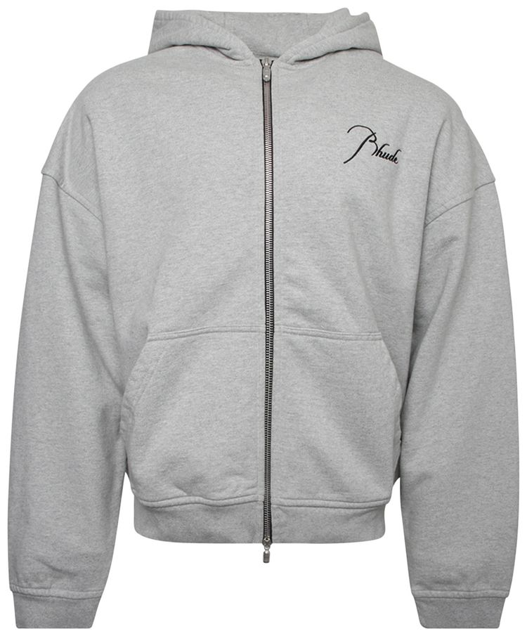 Rhude Zip Up Hoodie Heather Grey