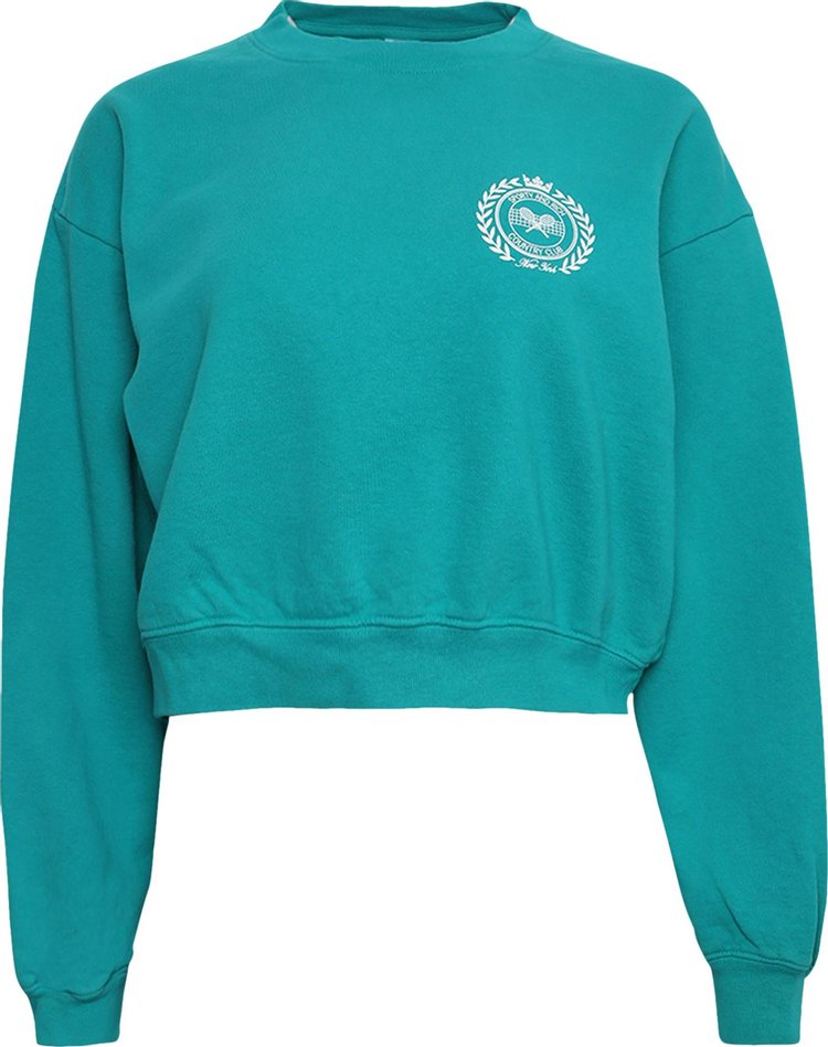 Sporty & Rich NY Country Club Cropped Crewneck 'Teal'