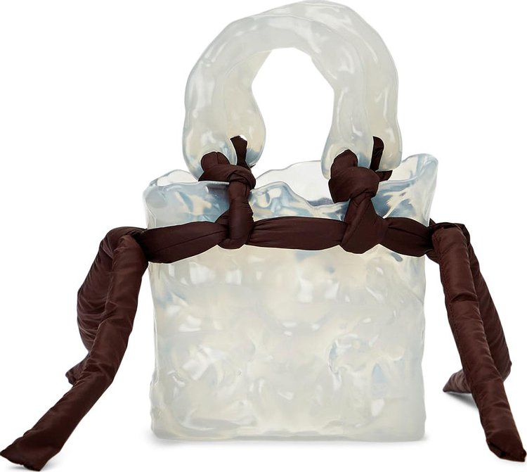 Ottolinger Sculpted Leather Handle Tote Bag Ice