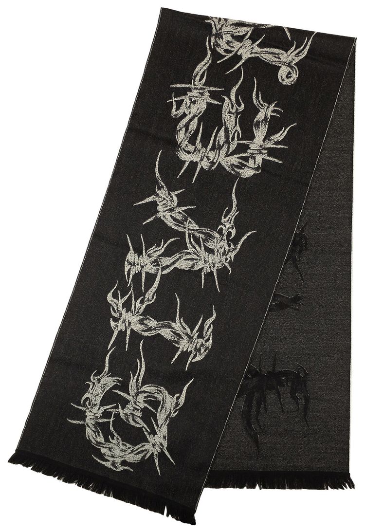 Givenchy Chain Pattern Wool Knit Scarf Black