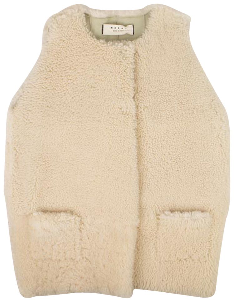 Marni Sleeveless Lamb Fur Jacket White