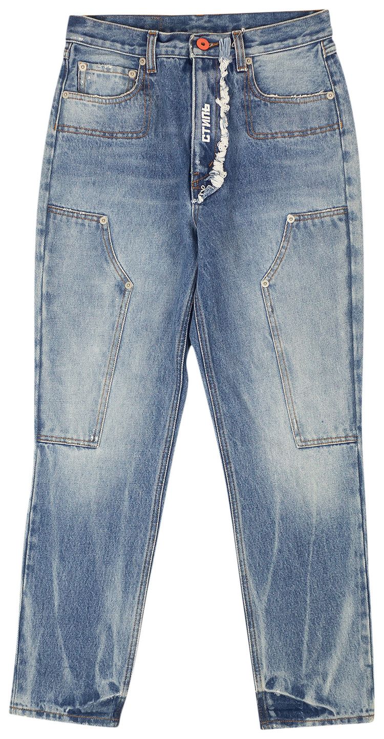 Heron Preston CTNMB Embroidered Denim Jeans Blue