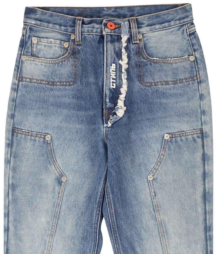 Heron Preston CTNMB Embroidered Denim Jeans Blue