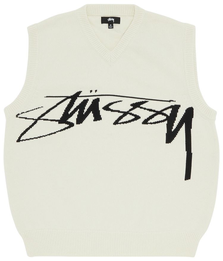 Pre Owned Stussy Sweater Vest Natural From the Closet of ASAP Nast