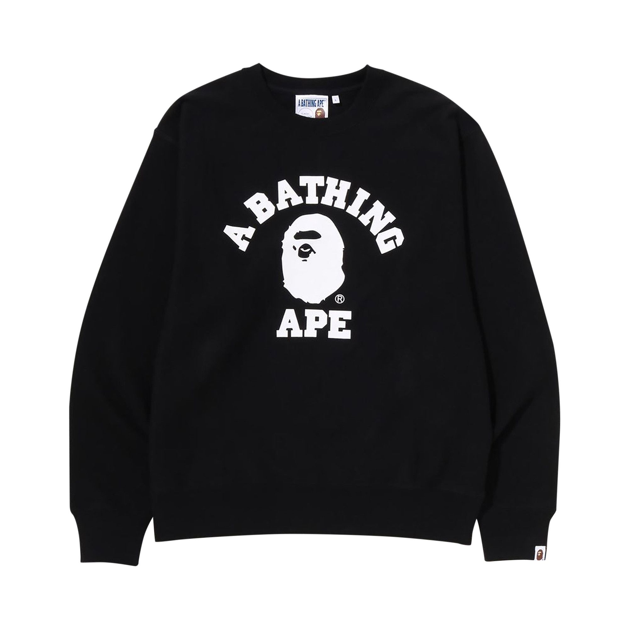 Buy BAPE College Relaxed Fit Crewneck 'Black' - 1I80 113 011