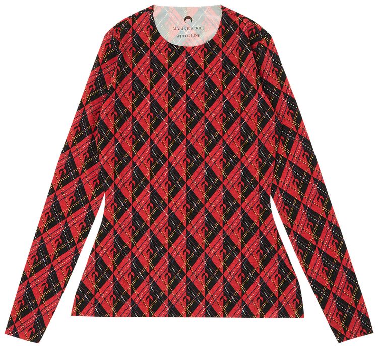 Marine Serre Royal Moon Carreaux Top Red