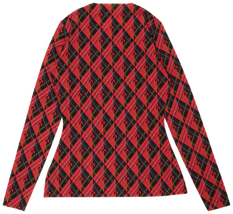 Marine Serre Royal Moon Carreaux Top Red