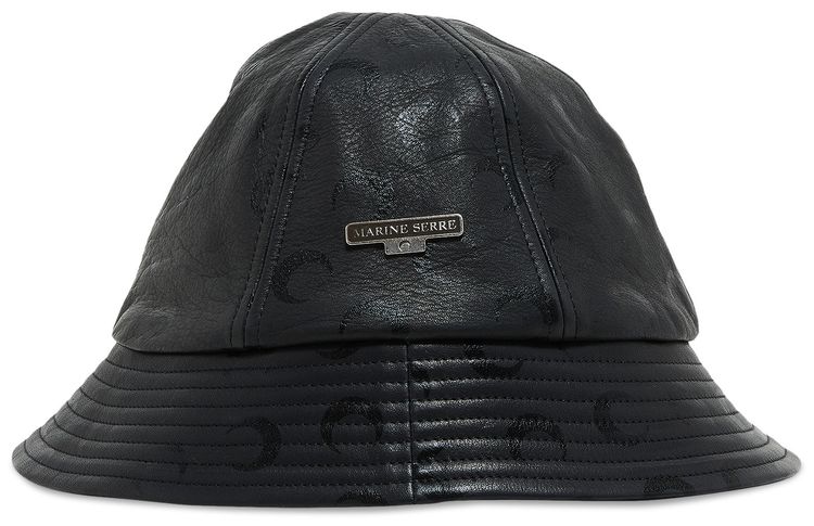 Marine Serre Moon Leather Bell Hat Black