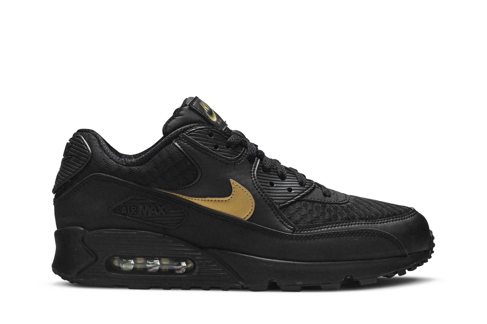 Black nike air max with top gold tick