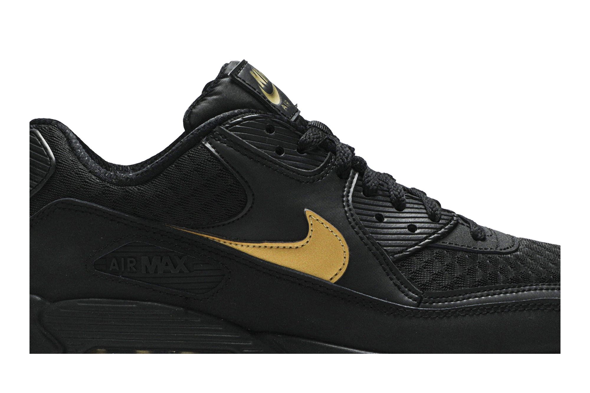Nike air max 90 essential black gold deals