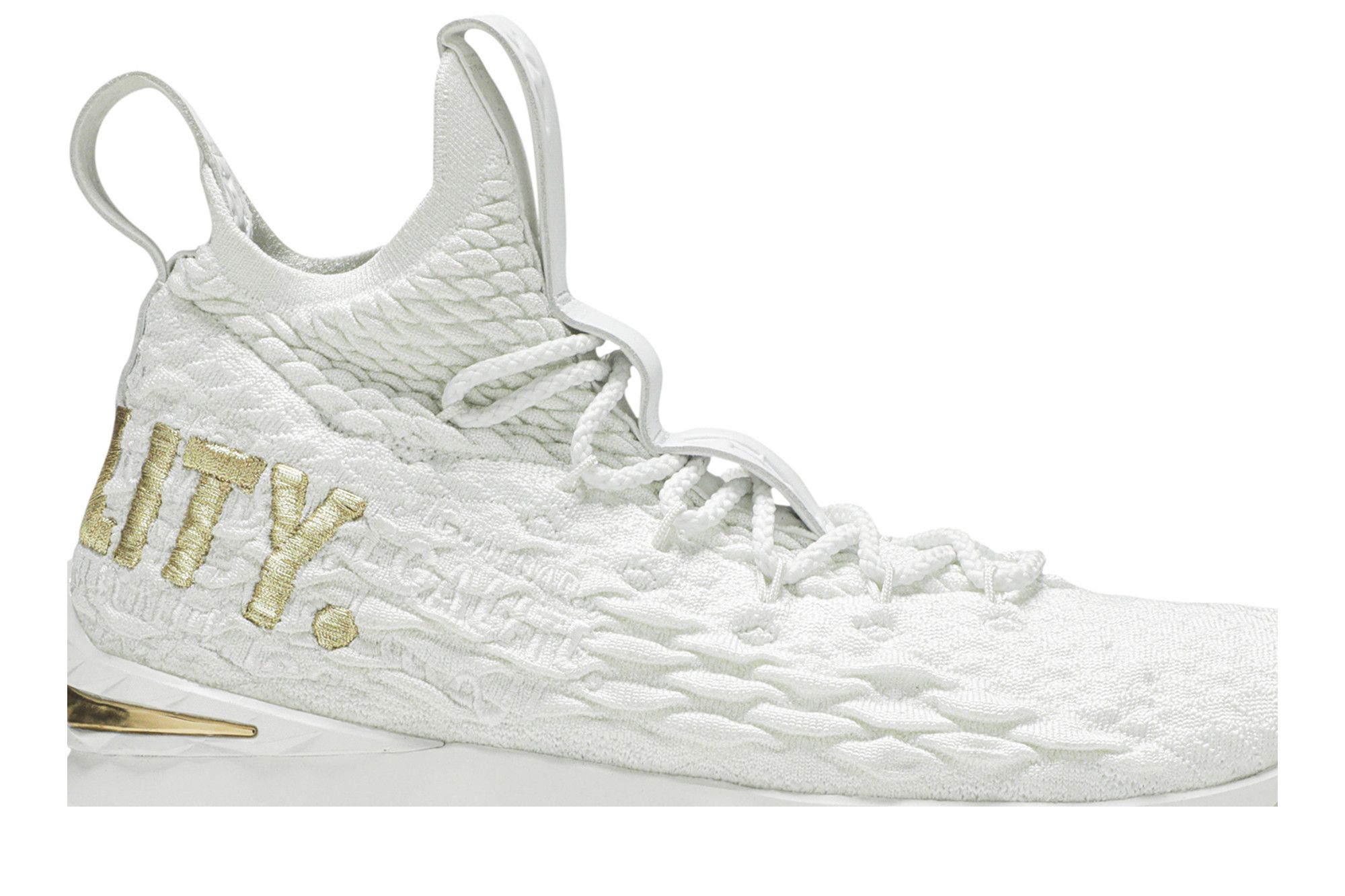 Lebron 15 white and gold equality hot sale