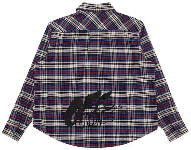 Off White Flannel Check Shirt Blue  Black