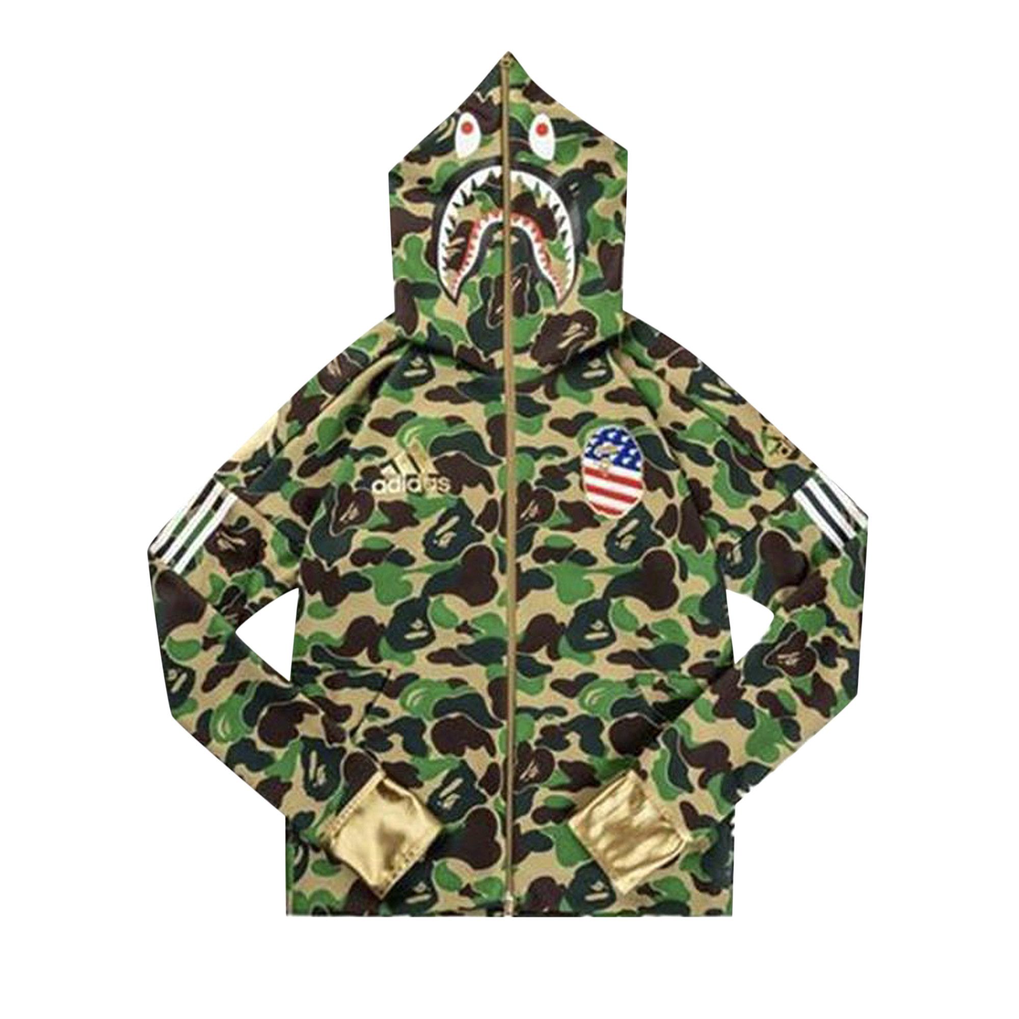 Size m BAPE x adidas SB Shark Hoodie Green