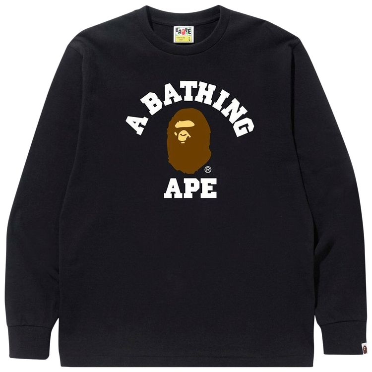 BAPE College Long Sleeve T Shirt Black