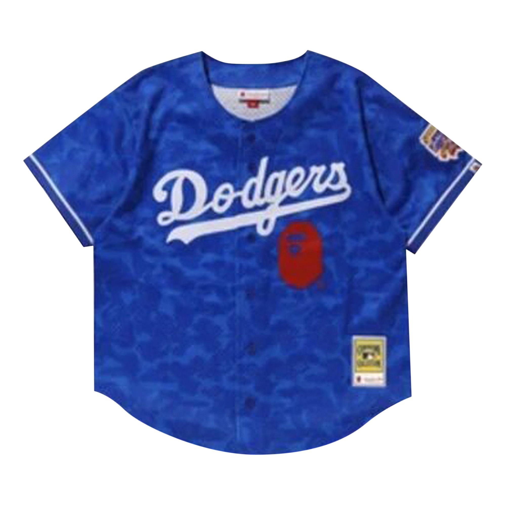 Buy BAPE x Mitchell & Ness Dodgers Jersey 'Blue' - 0039
