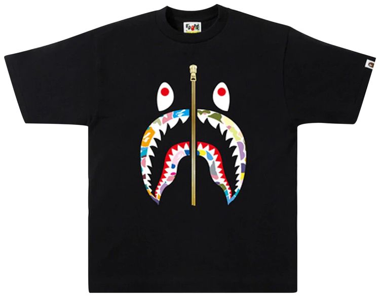 BAPE Multi Camo Shark T Shirt Black