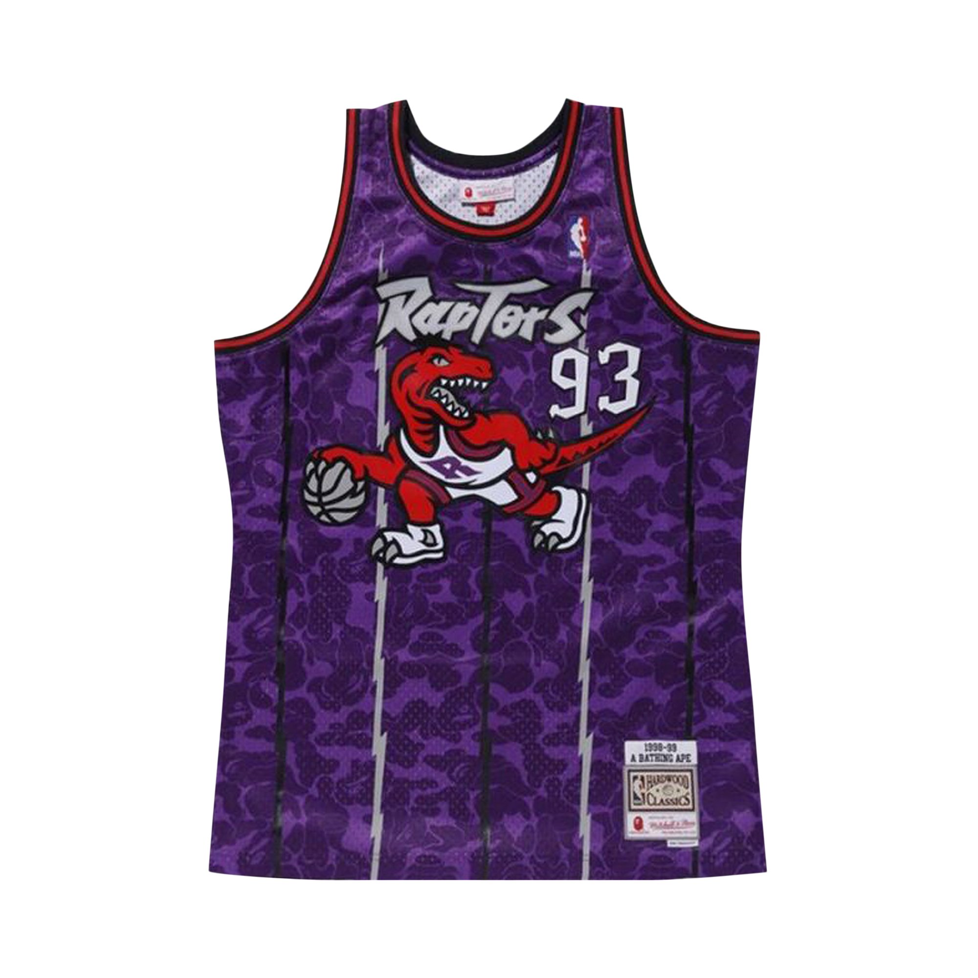 BAPE x Mitchell & Ness Raptors Camo Basketball Swingman Jersey 'Purple'
