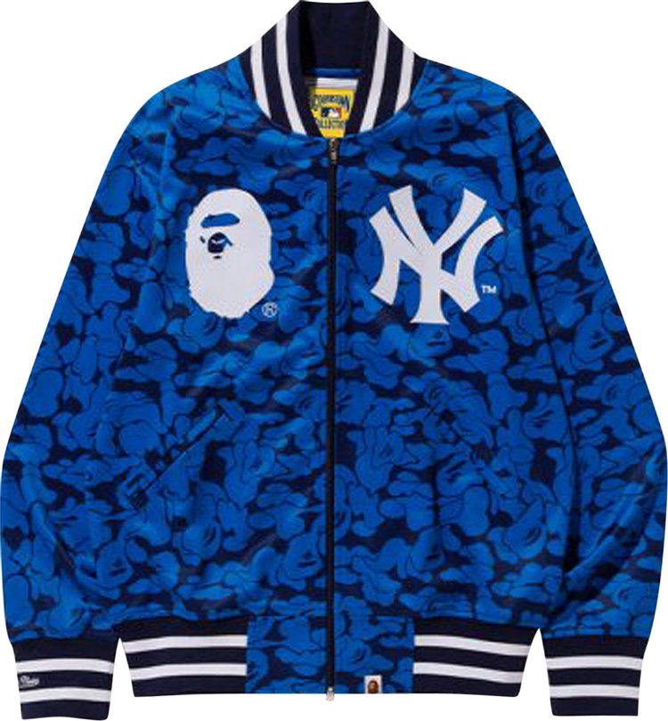 Buy BAPE x Mitchell & Ness Yankees Jacket 'Blue' - 0039 1FW180308XM&N BLUE