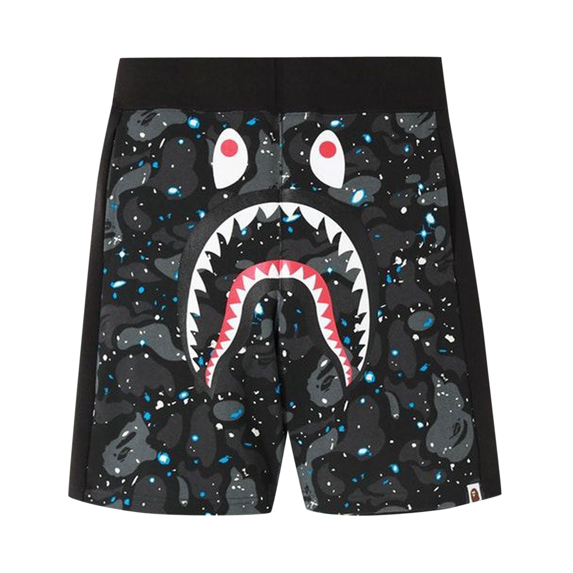Buy BAPE Space Camo Shark Sweat Shorts Black 0039