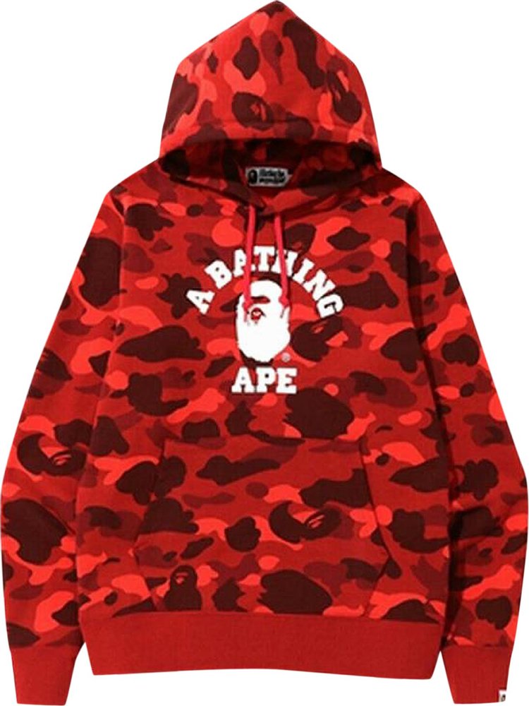 BAPE Color Camo College Pullover Hoodie 'Red'