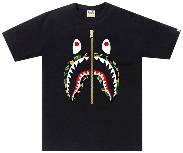 BAPE ABC Gold Zip Shark T Shirt Black