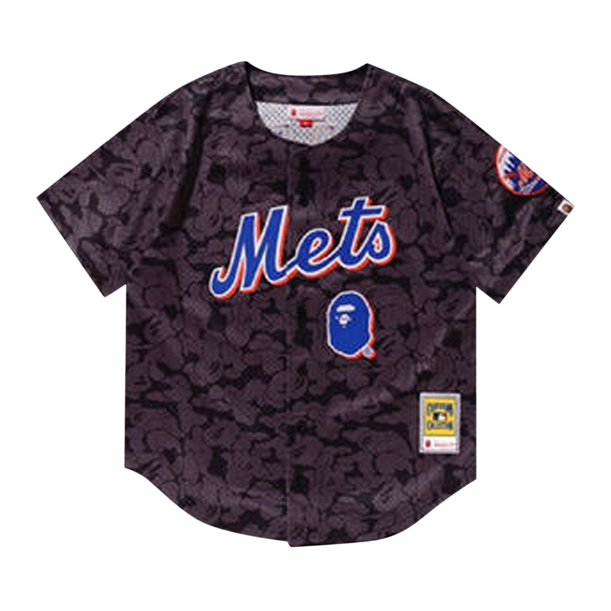 Buy BAPE x Mitchell & Ness Mets Jersey 'Black' - 0039