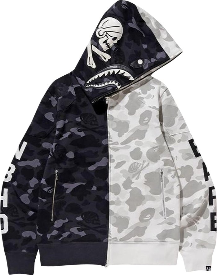 Buy BAPE x Neighborhood Split Camo Shark Full Zip Hoodie 'Black' - 0039 ...