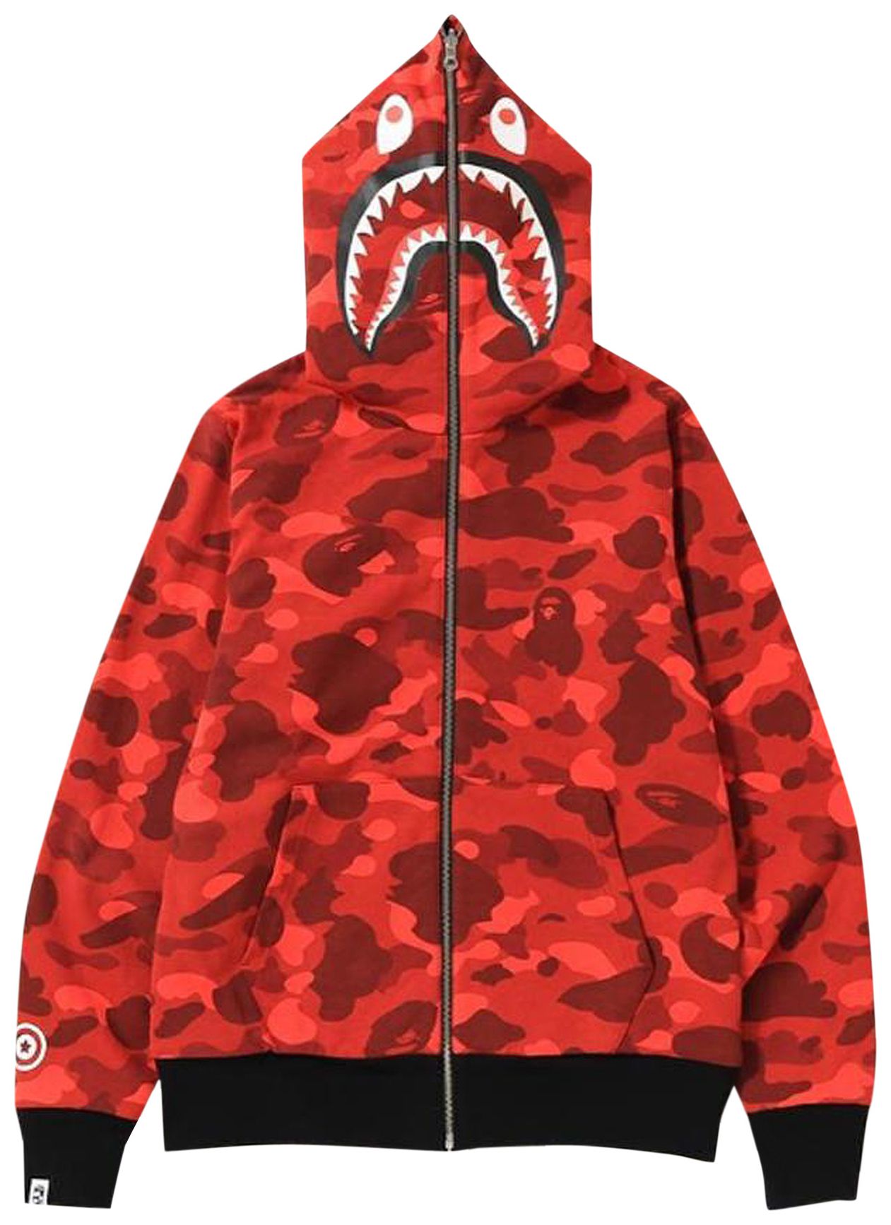 Buy BAPE Color Camo PONR Shark Full Zip Hoodie 'Red' 0039