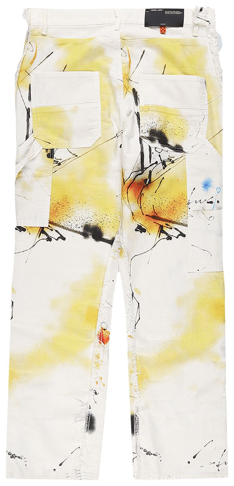Off White Abstract Carpenter Pants Multicolor