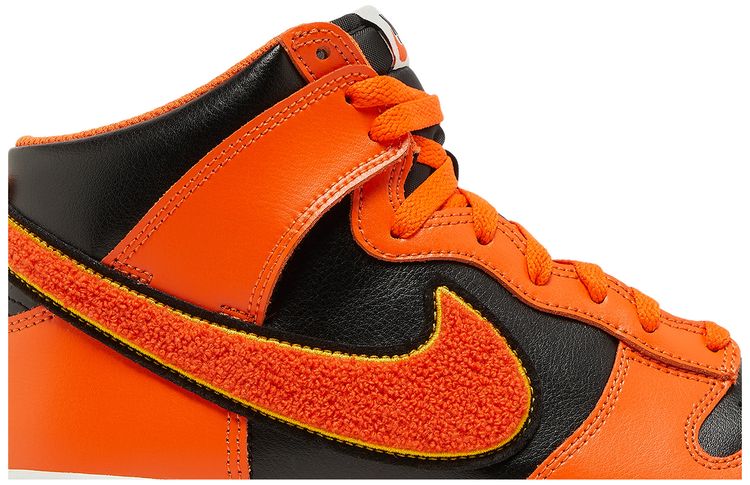 Nike Dunk High Chenille Swoosh   Safety Orange