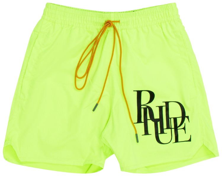 Rhude Logo Swim Trunks Yellow