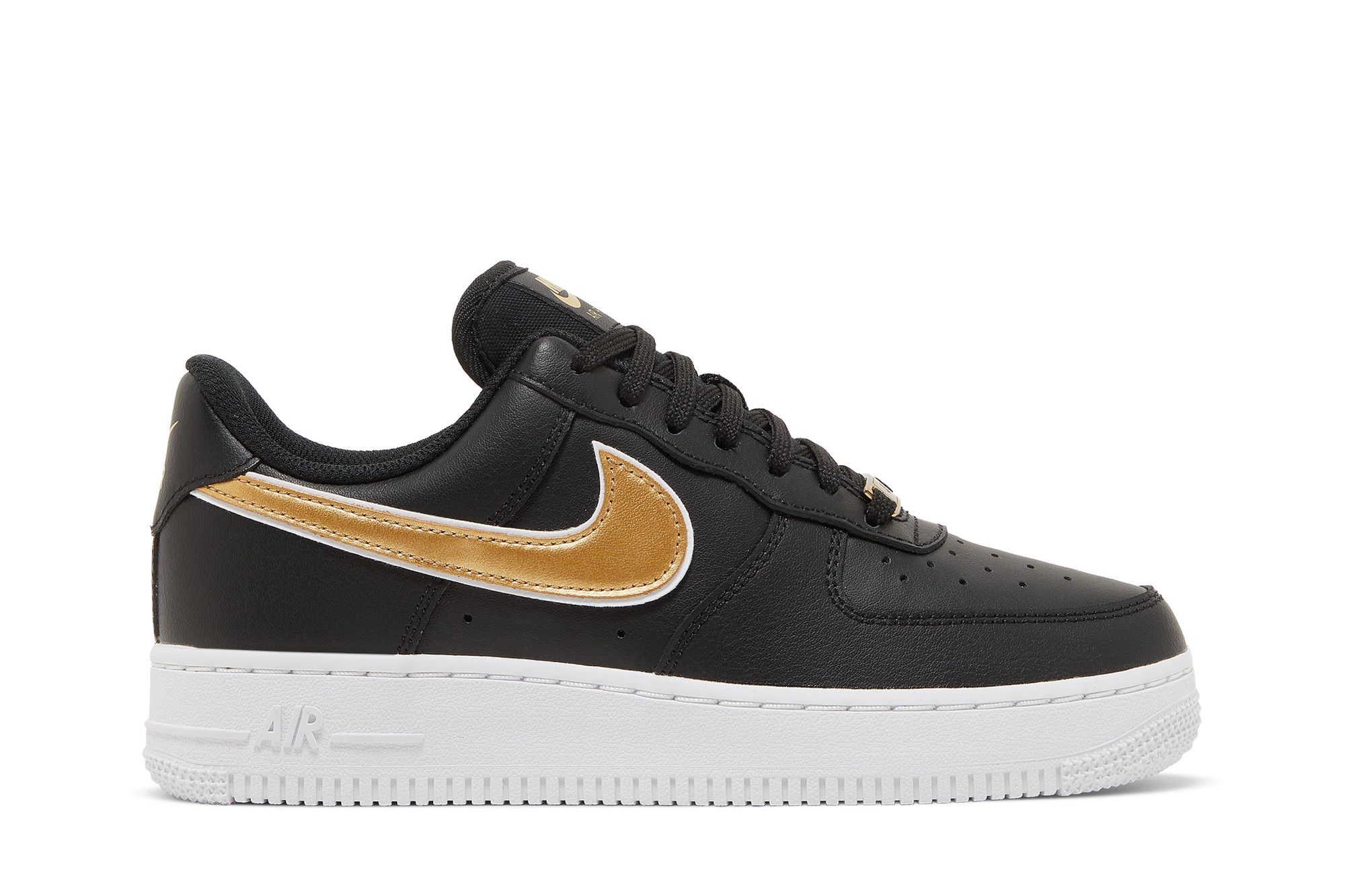 Buy Wmns Air Force 1 07 Essential Black Metallic Gold DD1523 001 GOAT CA