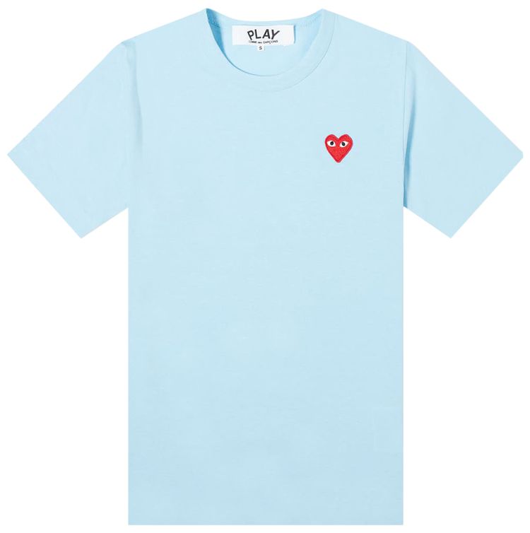 Short Sleeve T Shirt With Small Red Heart Blue