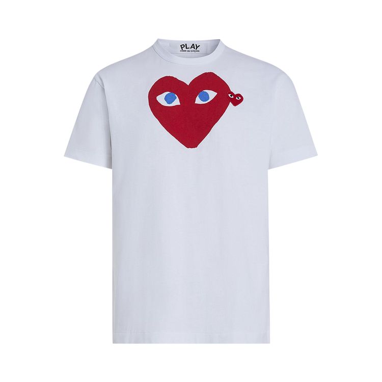 Comme des Garcons Short Sleeve Play T Shirt With Red Heart White
