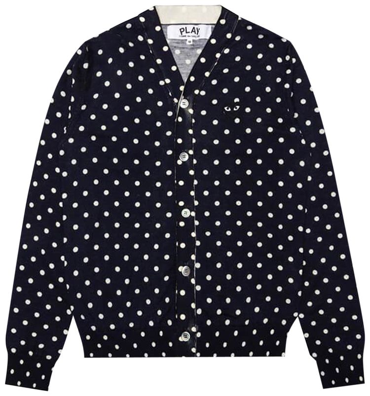 Comme des Garcons Play Polka Dot Cardigan With Black Heart Navy