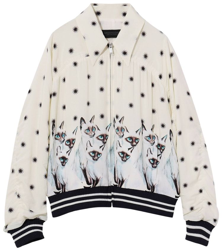 Undercover Cat Sequin Baseball Jacket Ivory