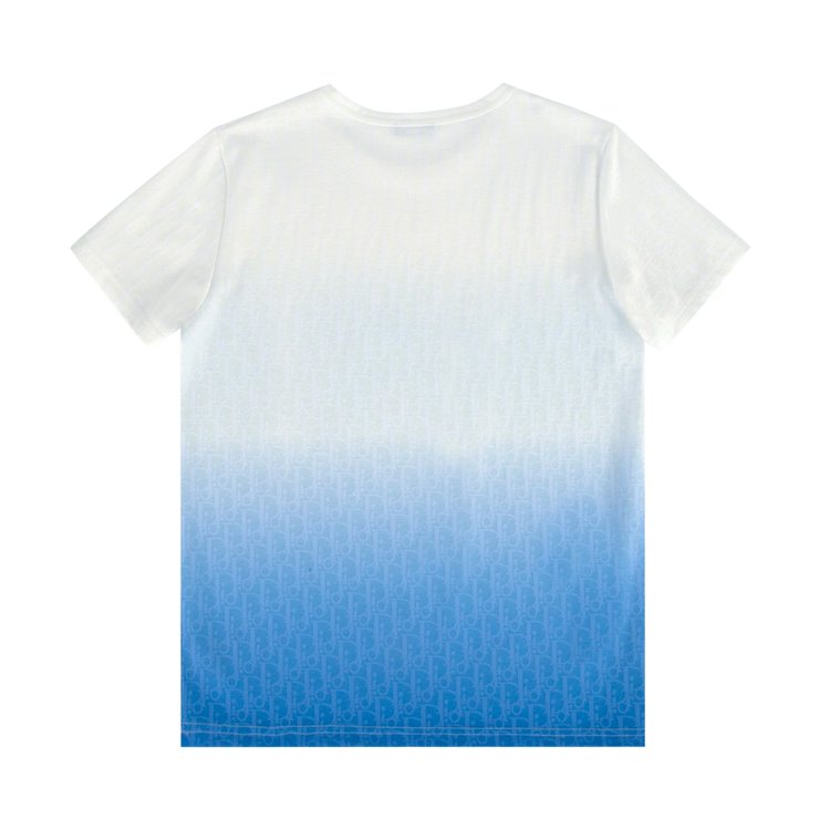 Dior Degrade Oblique Cotton T Shirt WhiteBlue