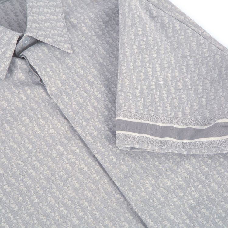 Dior Oblique Short Sleeve Shirt Grey Beige