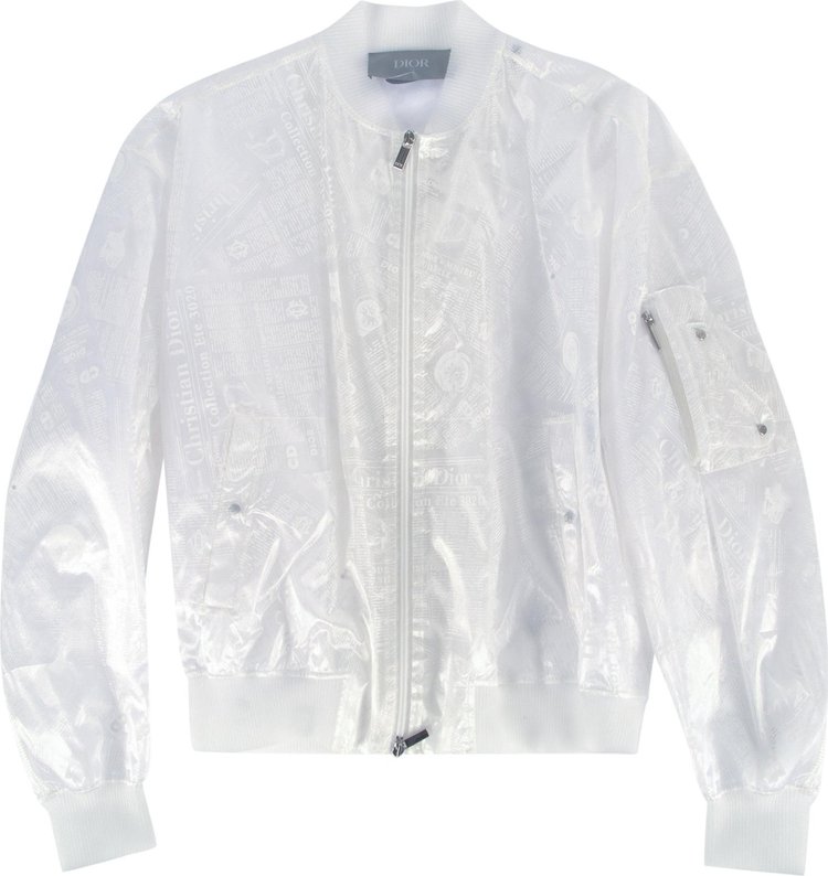 Buy Dior Newspaper Transparent Technical Silk Jacket 'White ...
