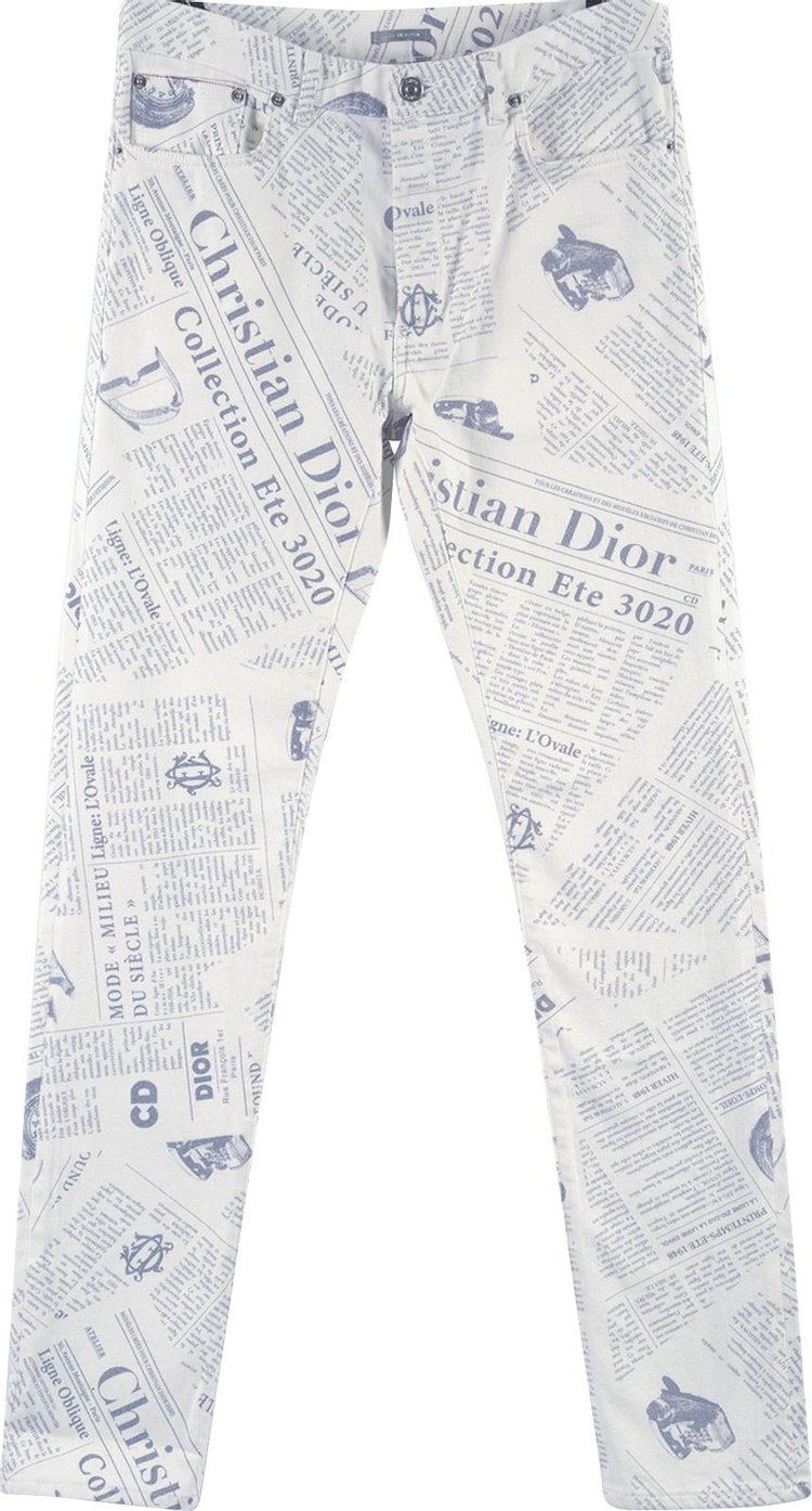 Crust rumor vice versa Buy Dior Arsham Newspaper Jeans 'White' - 013DS01BY983 C088 | GOAT